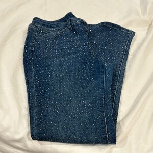 Women's Blue Embellished Jeans